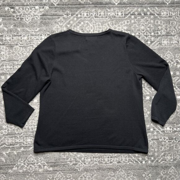 Drapers & Damons Sequined Christmas Tree Sweater Large Petite LP Black Gold - Picture 7 of 7